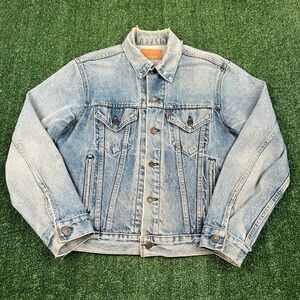 Vintage Levi's Type 3 Denim Trucker Jean Jacket Mens 42 Light Wash‎ Blue USA 80s